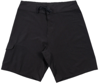 the men's black board shorts on a white background